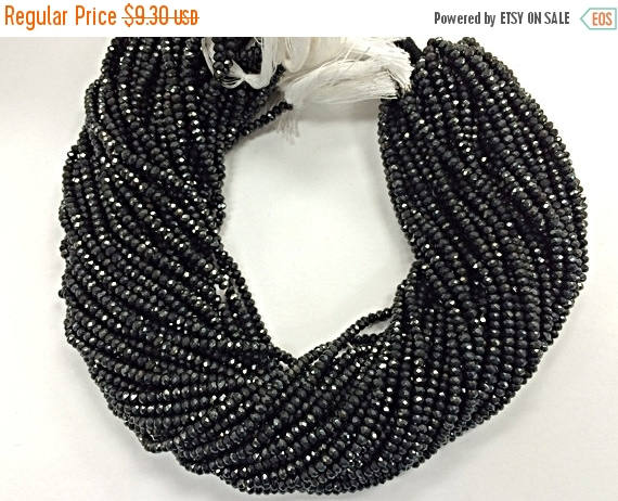 3mm Faceted Mystic Coated Black Spinel Gemstone Rondelles Strand, 13.5 Inch- SBS105 - BeadPrism