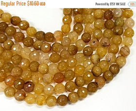 10 mm Honey Mustard Agate Faceted Round Beads, 16" strand, 38 Beads - SAGT357 - BeadPrism