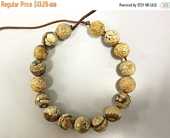 25%OFF 12mm Large hole Bead Picture Jasper Faceted Round Gemstone 17 Bead for 1.5mm Leather -SJAS121 - BeadPrism