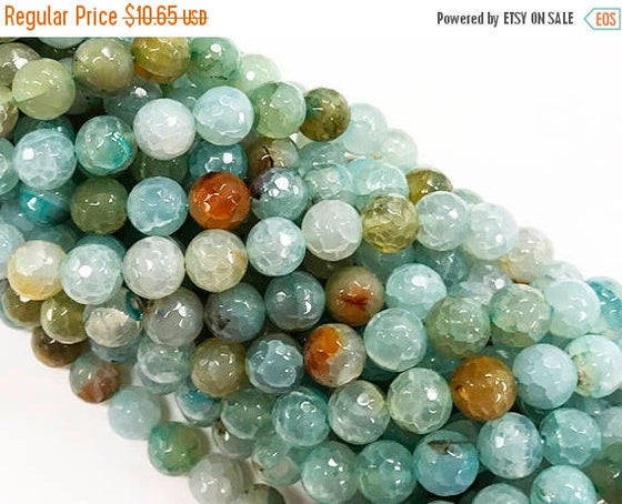 15 IN Strand 8.5 mm Turquoise and Green Agate Natural Round Smooth