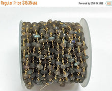 Load image into Gallery viewer, Labodorite wire wrapped chain, 5-6mm faceted Gold Plated wire, Rosary Chain 1 Foot - CHGS-LBGW - BeadPrism
