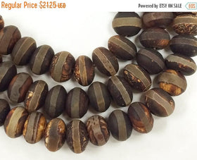 25%OFF 13mm Tibetan Agate Gemstone Brown Rondell Beads Hand Painted 43 Beads -SAGT190AC - BeadPrism