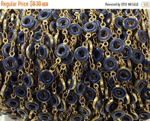 Load image into Gallery viewer, 1 Foot Karma Blue Enamel Antique Brass Finish Circle of Life Yoga Meditation Boho Chain - CH200-Blue - BeadPrism