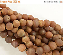 25%OFF 10mm Druzy Druzzy Geode Sedona Red Tones Round Gemstone 37 Beads 15.5
