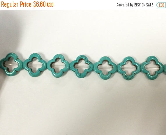 20mm Turquoise Blue Howlite Quatrefoil 4 Leaf Clover Gemstone Beads 16 Inch strand -  SMAG021 - BeadPrism