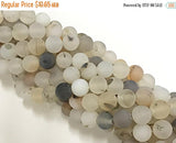 8mm Nirvana Druzy Matte Round Gemstones Full Strand 47 Beads Cream Ivory Khakhi White Grey - SAGT353