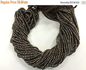 3.5mm Chocolate Pyrite, Natural Pyrite Faceted Round Beads, 13.5" bead strand, Jaipur Cut - SPYR112 - BeadPrism