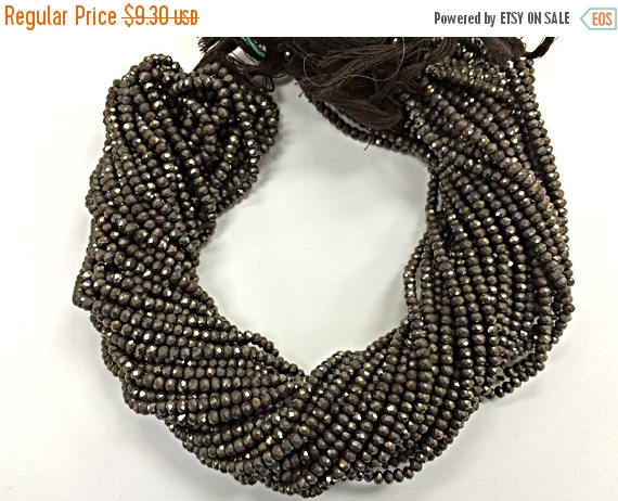 3.5mm Chocolate Pyrite, Natural Pyrite Faceted Round Beads, 13.5" bead strand, Jaipur Cut - SPYR112 - BeadPrism