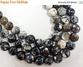 10mm Drift wood Agate Faceted Round Gemstones Full Strand 38 Beads Cream Ivory Khakhi Grey - SAGT340 - BeadPrism