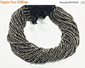 3.3mm Coated Pyrite Faceted Rondelle Gemstones Beads Full Strand 13.5" Silver Grey Black - SPYR104 - BeadPrism