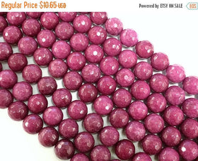 10mm Ruby Pink Jade Faceted Round, Radiant Orchid, Gemstone Beads 15" Full Strand 37 Beads - SJA176 - BeadPrism