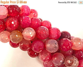 10mm Jade Faceted Round, Bodacious Tropical Pink 15", 38 Beads, bouganvilla gemstone Beads - SAGT302 - BeadPrism