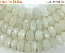 11-12mm Natural Moonstone Faceted Rondelles Gemstone Beads 8" strand 31-36 Beads Jaipur Cut - SMS110 - BeadPrism