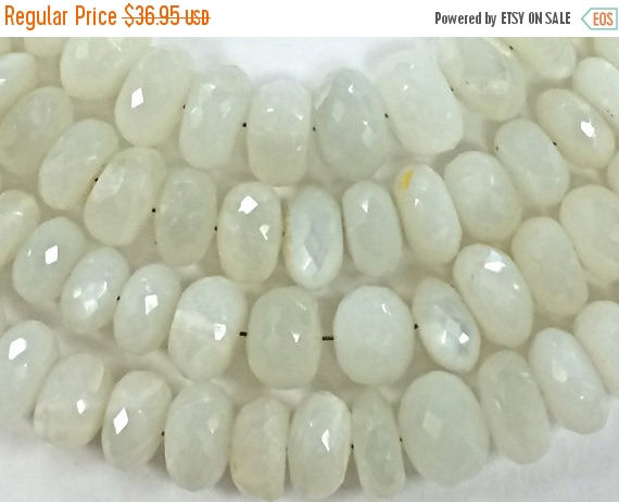 11-12mm Natural Moonstone Faceted Rondelles Gemstone Beads 8" strand 31-36 Beads Jaipur Cut - SMS110 - BeadPrism
