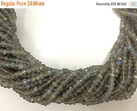 Labradorite Rondelle Faceted 3-4mm Gemstone Rondelle Bead Strand Full Strand 13