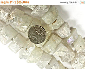 Rock Quartz Crystal Chunky Slabs white AB Mystic Titanium Coated 17" strand 27 Pcs 16x26mm - STQ110 - BeadPrism