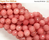 10mm Jade Salmon Coral Pink Color Gemstone Faceted Round Bead Full 14.5 Inch Strand 38 Bead - SJA153