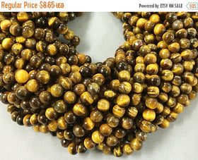 8mm Tiger Eye Round Gemstone Beads Full 15" Strand, 50 Beads, Brown Tibetan Natural stones - STIG004 - BeadPrism