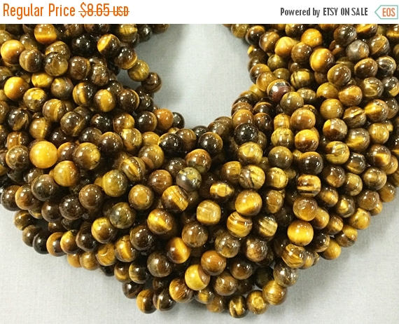 8mm Tiger Eye Round Gemstone Beads Full 15" Strand, 50 Beads, Brown Tibetan Natural stones - STIG004 - BeadPrism