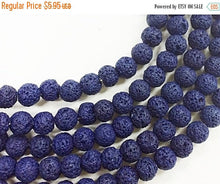Load image into Gallery viewer, 10mm Dark blue Lava Rock Bead Strand, Lapis Blue Lava Rocks Bead std, 39 Beads Strand - SLAV101 - BeadPrism