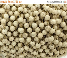 Load image into Gallery viewer, 40% OFF Ivory White Howlite 8mm Beaded Rosary Chain by foot - White Rosary Chain Gold CH227 - BeadPrism