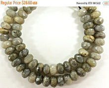 Load image into Gallery viewer, 9mm Labradorite Faceted Rondelle 16" Strand Silver Grey Iridescent Gemstone Beads 67 Beads - SLB106 - BeadPrism