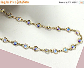 Swarovski Channel Crystal AB Chain By Foot, Gold Plated Anti Tarnish, Crystal SS29-6.32mm - 29G-CLab - BeadPrism