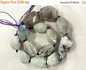 1 Large Agate Focal Bead 1.25-1.5 inch Drilled vertical grey gemstones polished & faceted - SAGT275 - BeadPrism