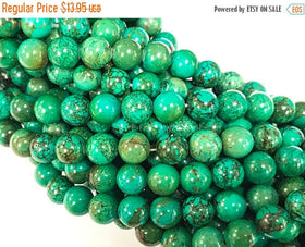 10mm Turquoise Chinese Round 16" strand, 40 beads, Turquoise Beads, blue gemstone beads - STU110 - BeadPrism