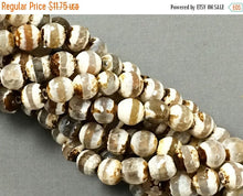 Load image into Gallery viewer, 8mm Tibet Agate White, Ivory, Grey, Cream, Brown Gemstone faceted Full 14" Strand 47 Beads - SAGT505 - BeadPrism