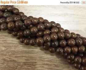 8mm Chocolate Brown Howlite gemstone Round beads Fulll Strand 50 Beads Wood Gemstone Beads - SMAG148 - BeadPrism