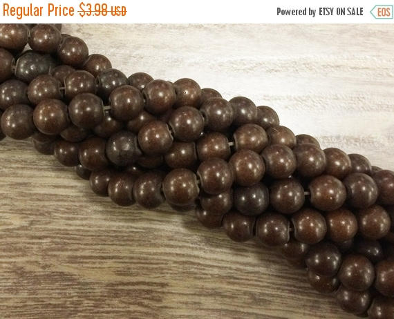 8mm Chocolate Brown Howlite gemstone Round beads Fulll Strand 50 Beads Wood Gemstone Beads - SMAG148 - BeadPrism