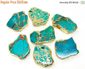 Turquoise Gold Edged Druzy pendant, Gold Edged Slab bead 30mm approx, gold edged Slabs - DP7A - BeadPrism