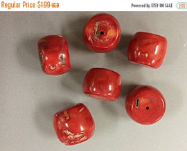 1 pc 20mm Coral Bead, Focal Bead, Large Red Coral Bead, Red Gemstone bead, Tibet Bead - SCO-FB - BeadPrism