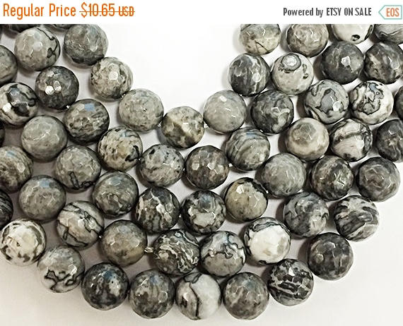 25% OFF 10mm Agate Faceted Round, Sharkskin, 15", 38 Beads, Grey gemstone Beads - SAGT347 - BeadPrism