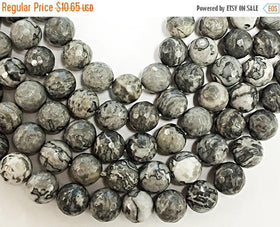 25% OFF 10mm Agate Faceted Round, Sharkskin, 15", 38 Beads, Grey gemstone Beads - SAGT347 - BeadPrism