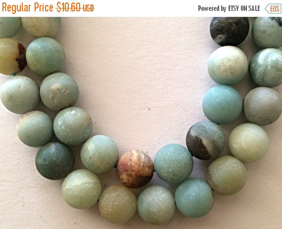 10mm Matte Amazonite Gemstone Round Beads, Full Strand 40 beads, Ocean Blue Gemstone Beads - SAMZ104 - BeadPrism