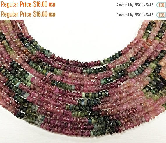 4mm Multi Tourmaline Faceted Rondelle Beads 14.5" strand, Natural Watermelon Tourmaline - S148 - BeadPrism
