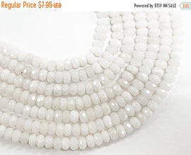 4mm Opal White Jade Faceted Rondelle Gemstone Bead 15