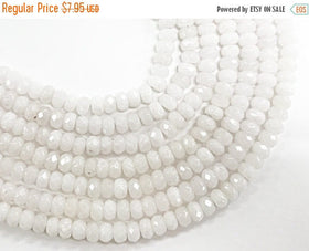 4mm Opal White Jade Faceted Rondelle Gemstone Bead 15" Full Strand 133 Beads Jade 4mm x 3mm - SJA197 - BeadPrism
