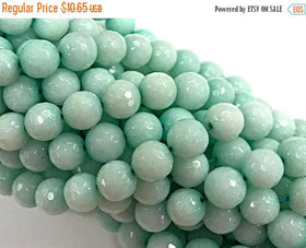 10mm Pacific Dyed Blue Jade, Faceted Round Gemstone Beads 15" strand 37 Beads Gemstones - SJA126 - BeadPrism