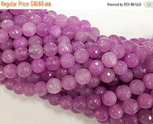 Load image into Gallery viewer, 10mm Lavender Jade Faceted Round, Bodacious Pink 14.5" 39 Beads, Orchid gemstone Beads - SJA 198 - BeadPrism