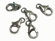 Load image into Gallery viewer, 12mm Dark Oxidized Sterling Silver Lobster Clasps Rhodium Sterling Silver for pave Diamond - SF129DR - BeadPrism