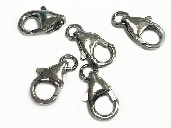 12mm Dark Oxidized Sterling Silver Lobster Clasps Rhodium Sterling Silver for pave Diamond - SF129DR - BeadPrism