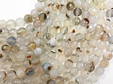 Load image into Gallery viewer, 8mm Agate Summer Mettalics Gemstone Fac. Round Bead Strand 48 Beads white cream ivory gold - SAGT262 - BeadPrism