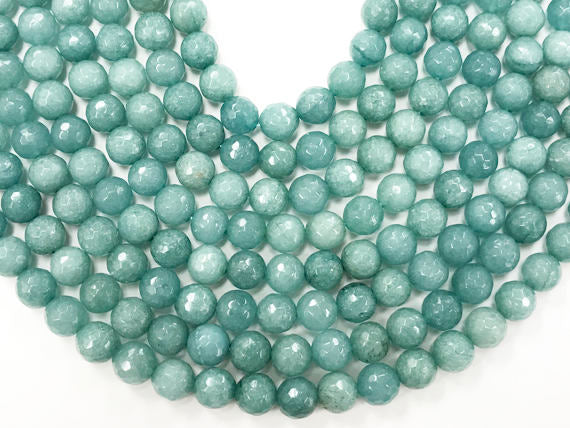 8mm Sea Green Agate Gemstone Fac. Round Beads Full Std. 47 Beads, Blue gold Gemstone Beads - SAGT263 - BeadPrism