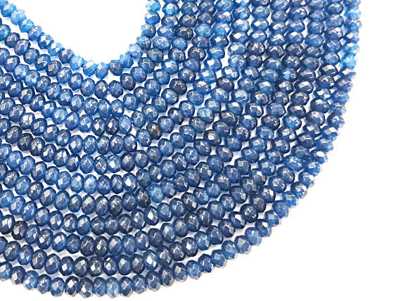 3mm Sapphire Blue Jade Faceted Rondelle Gemstones 15" Full Strand 150 Beads Blue Jade 3x2mm - SJA251 - BeadPrism
