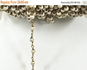 40% OFF 4mm Ivory White Howlite Rosary Chain by foot - White Rosary Chain Gold Ch172 - BeadPrism