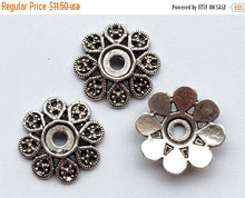 Load image into Gallery viewer, 10 pc Tibetan 21mm Large Bead Cap Antique Silver Tone Pewterfor - PBF078 - BeadPrism