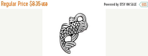 5 Pcs Koi Fish Charm, Antique Silver TierraCast Fish Charms, Silver Sea charms 94-2306-12 - P2306SA - BeadPrism